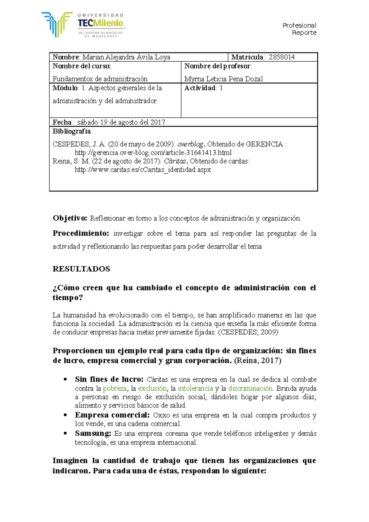 ADM act 1 m1 - Reporte Nombre : Marian Alejandra Ávila Loya Matrícula ...