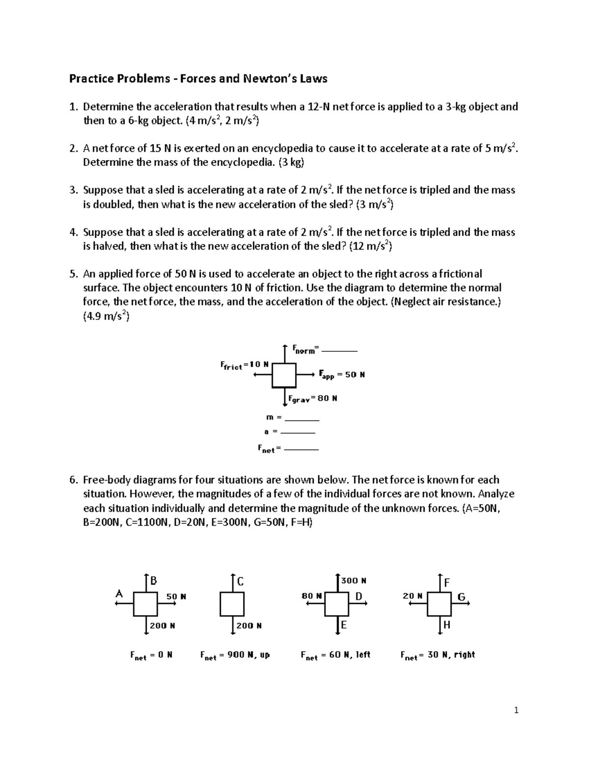 Force Arrows Examples With Answers