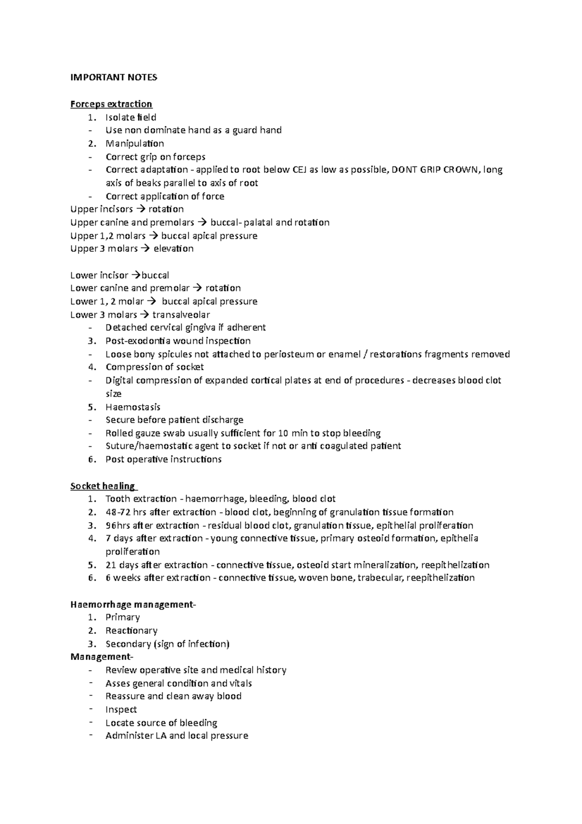 Important Notes DS3101 - IMPORTANT NOTES Forceps extraction 1. Isolate ...