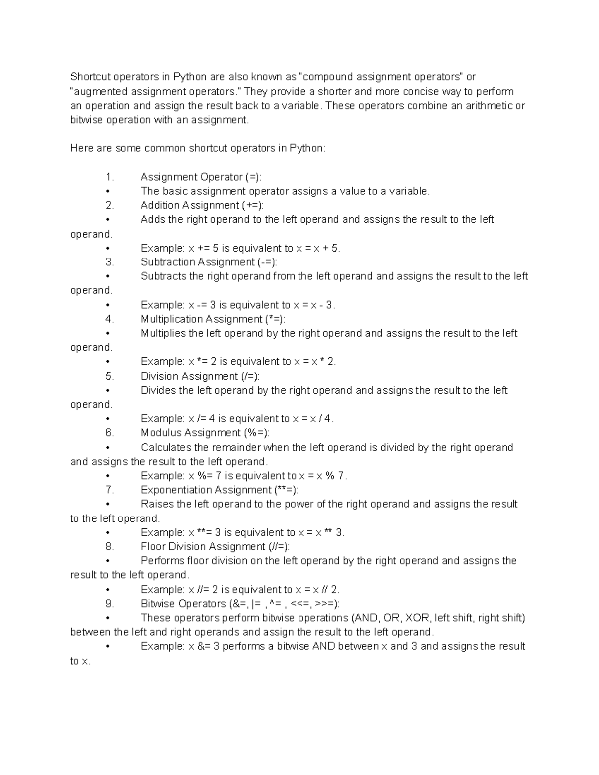 Shortcut Operators - ” They provide a shorter and more concise way to ...