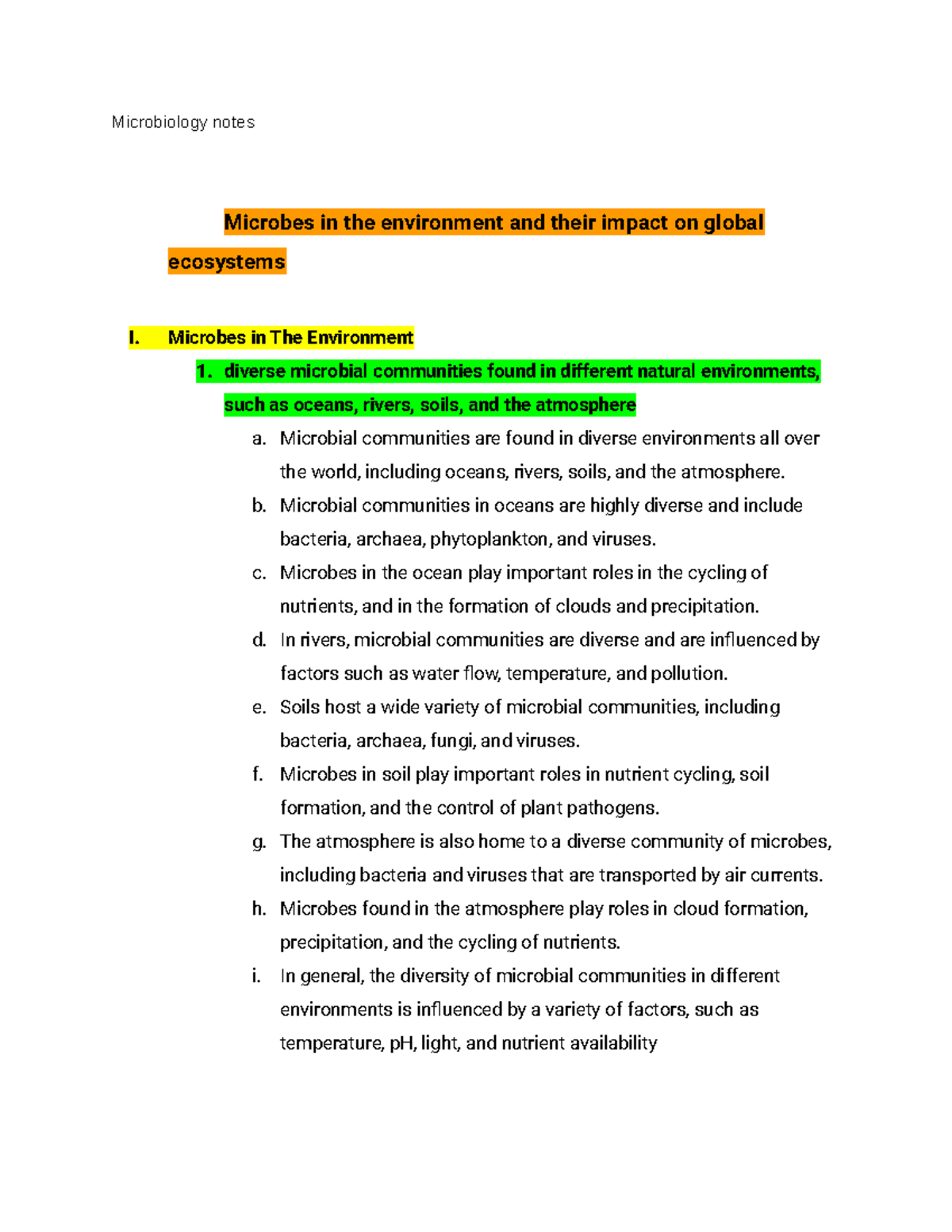 Microbiology notes 10 - Microbiology notes Microbes in the environment ...