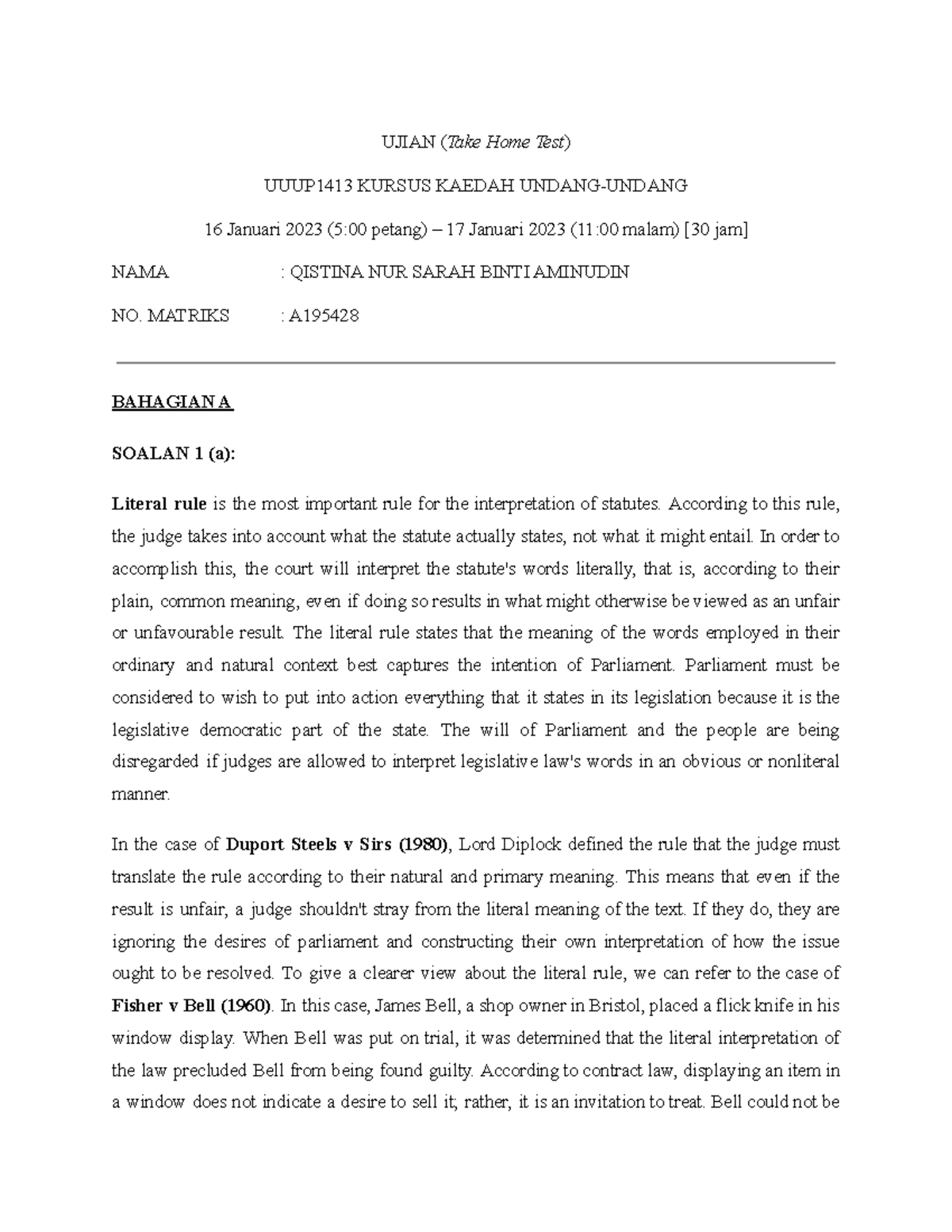 Ujian Pertengahan Semester Kaedah Undang-Undang - UJIAN (Take Home Test ...