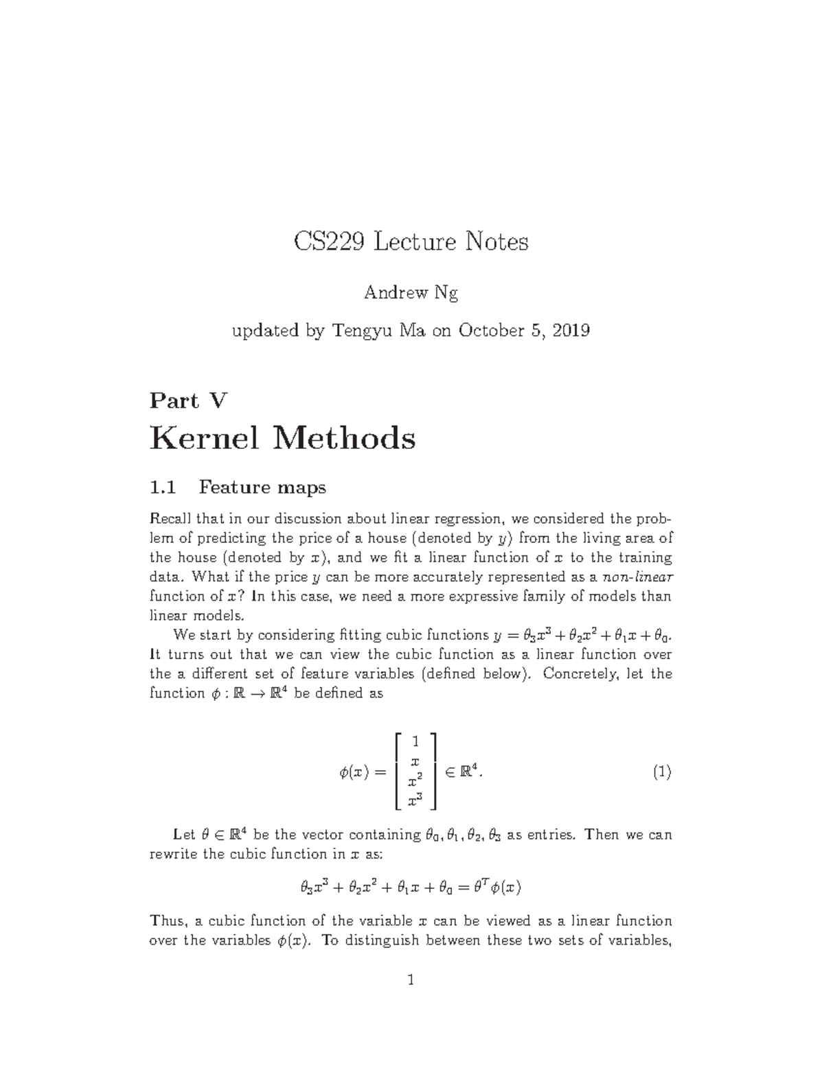 Cs229-notes 3 - Lecture Notes 1 - CS229 Lecture Notes Andrew Ng Updated ...