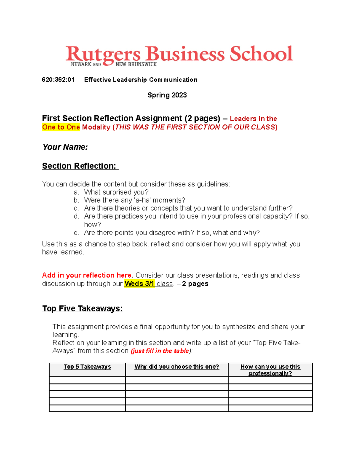 Effective Leadership Communication Spring Section One Reflection 323 ...