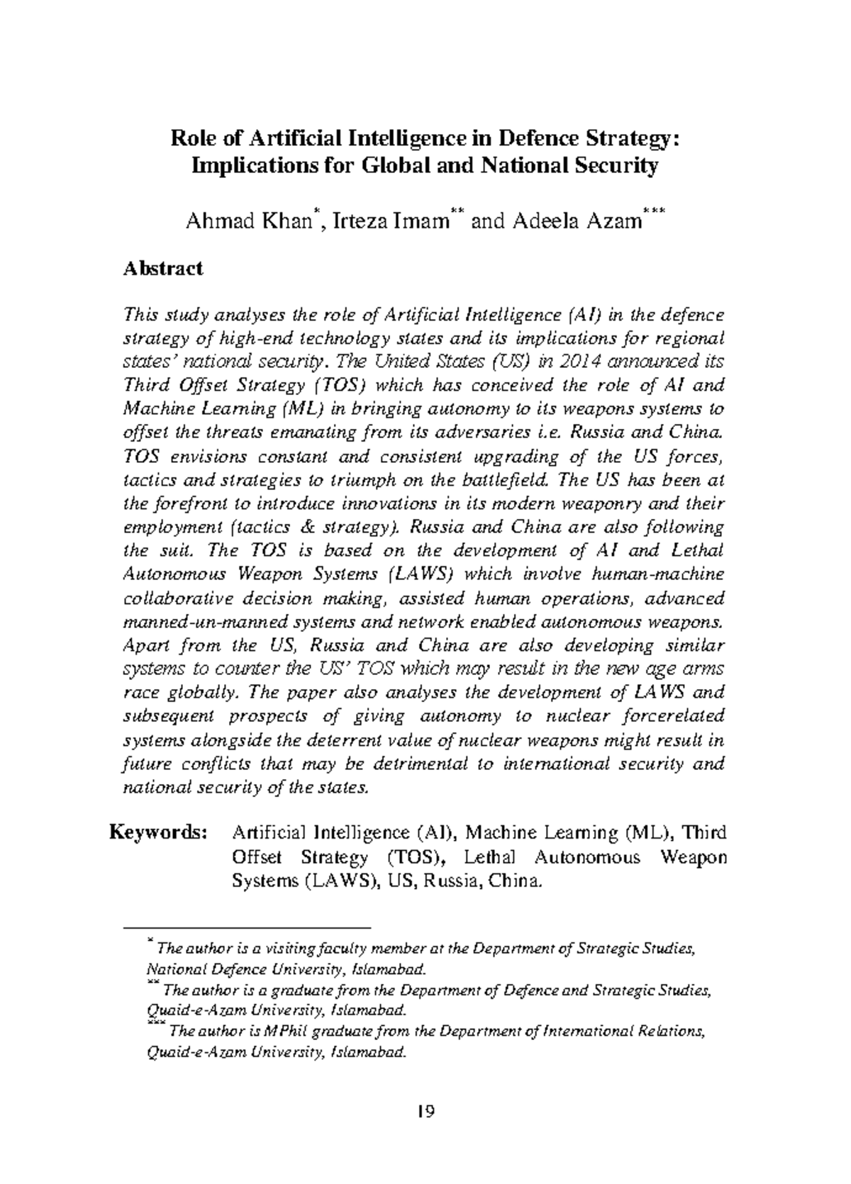 AI BY ISSI - Role of Artificial Intelligence in Defence Strategy ...