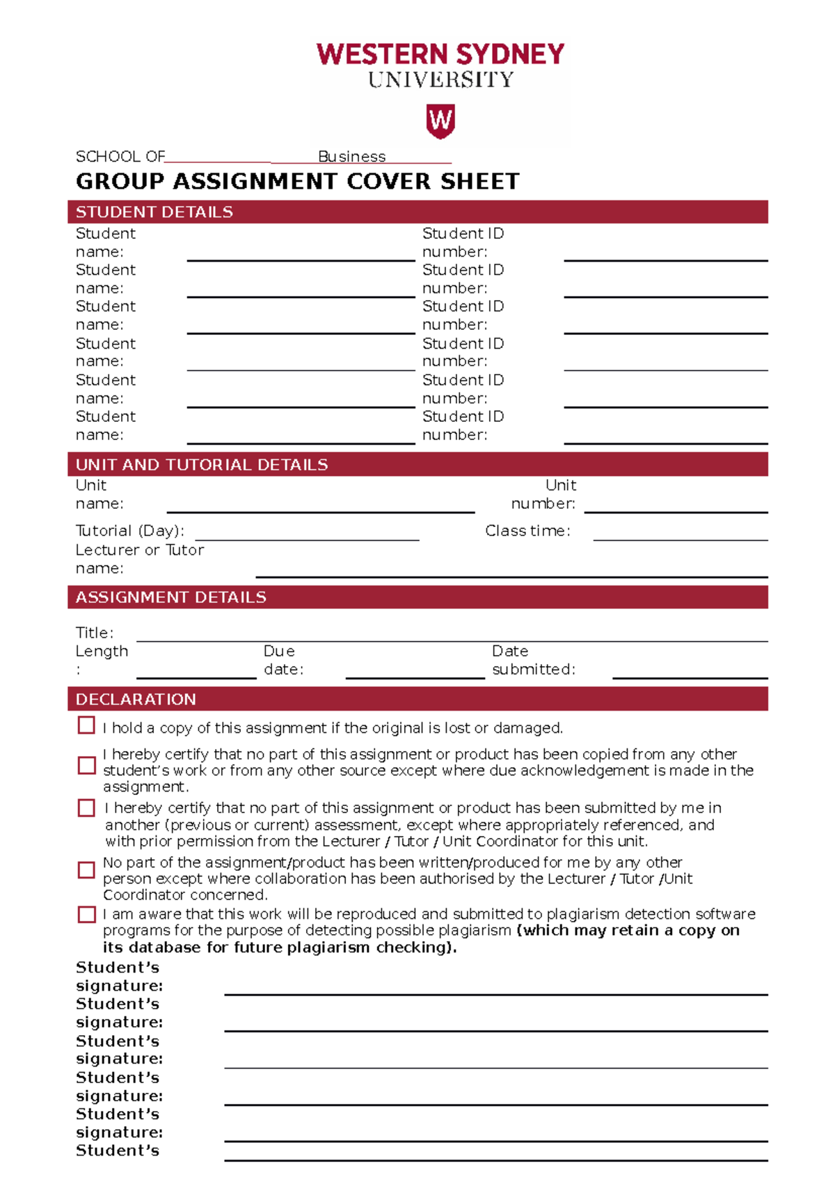 Group Assignment cover sheet-edit 1 - SCHOOL OF Business GROUP ...