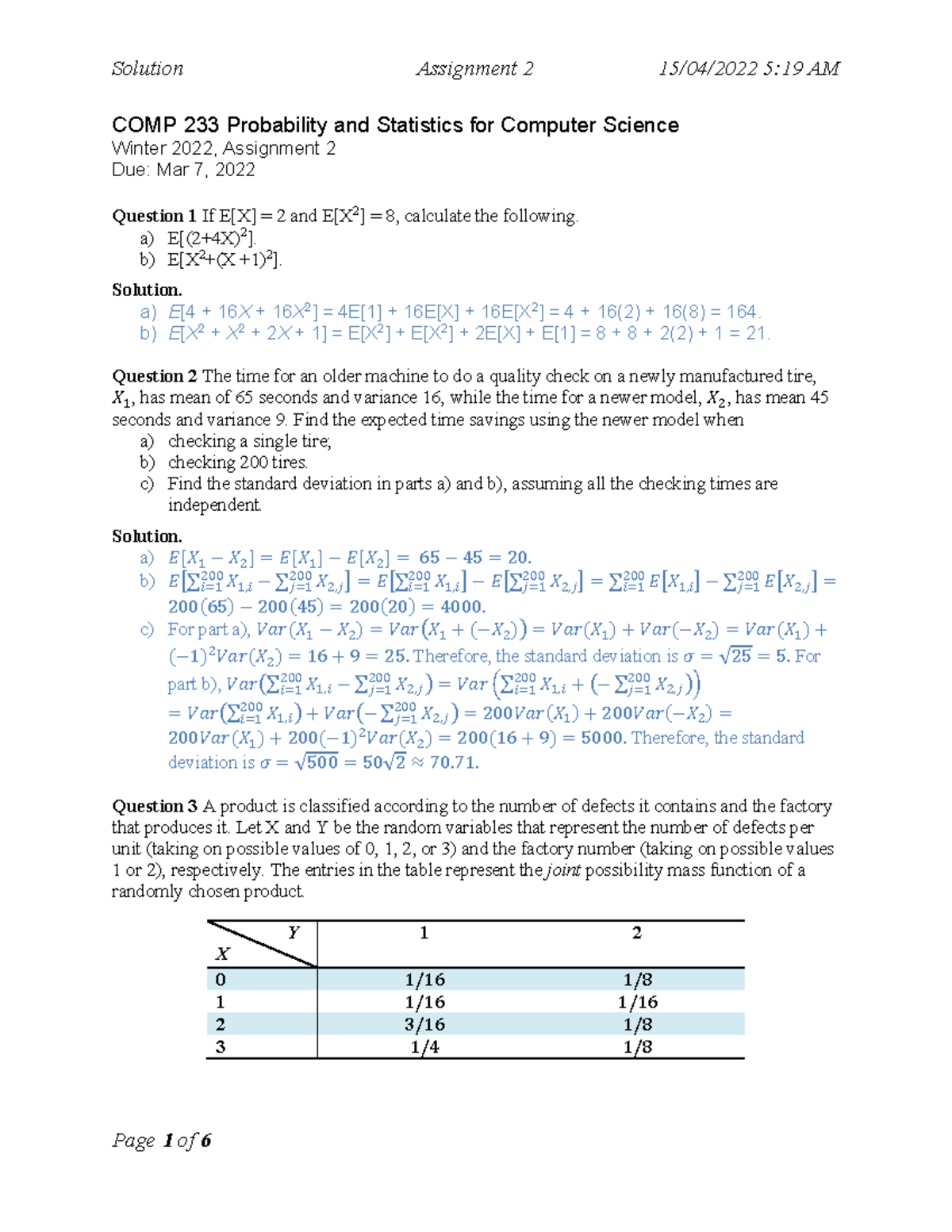 COMP 233 Winter 2022 Assignment 2 with Solution - COMP 233 - Concordia ...