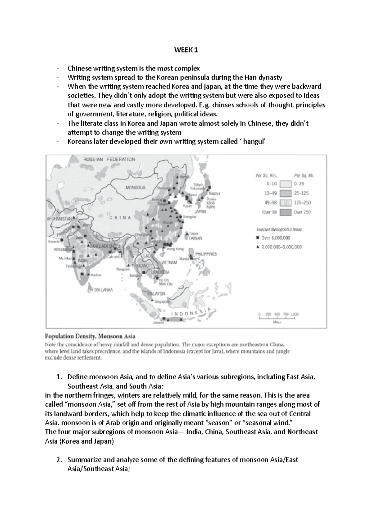 Notes - Summary of lectures - WEEK 1 Chinese writing system is the most ...