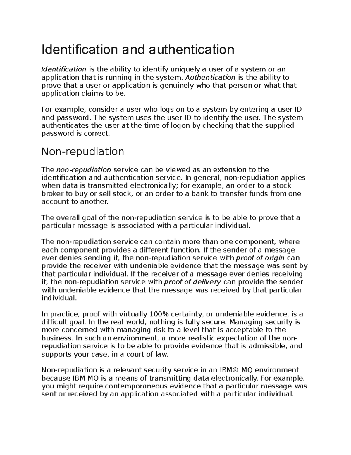 Chapter Five - NOTES - Identification and authentication Identification ...