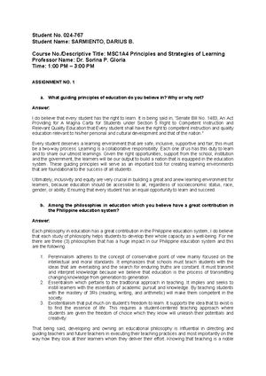Assignment - FOR REFERENCE - Assignment: Summarize the ideas and give ...