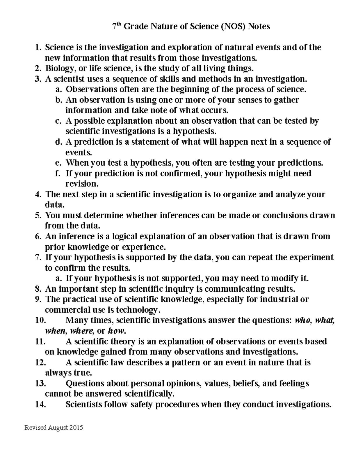 NOS Notes 7th grade - elkngrlkgn t - 7 th Grade Nature of Science (NOS ...
