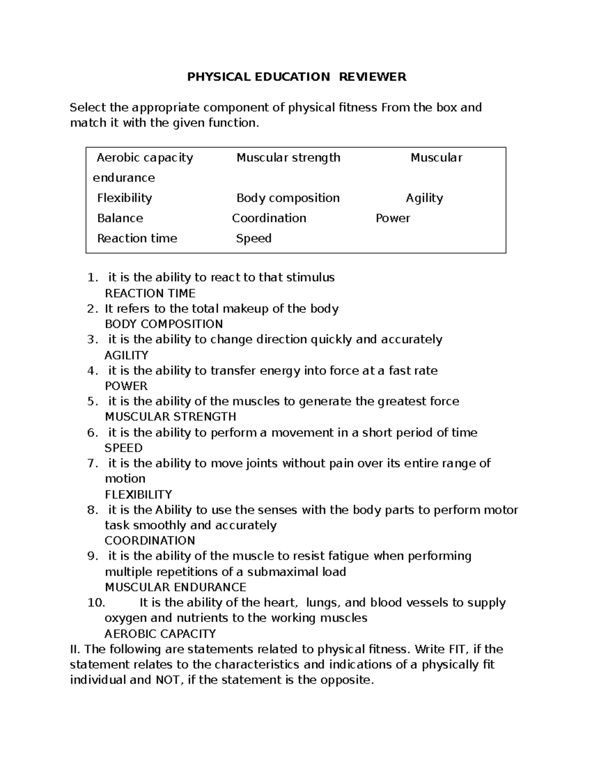 Physical Education Reviewer - Foundation of Physical Education - UPHSD ...