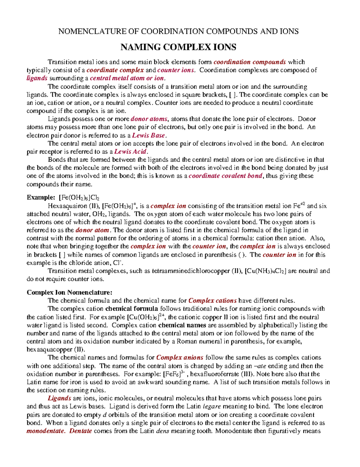 Hermann Mauiguin Notation - NOMENCLATURE OF COORDINATION COMPOUNDS AND ...