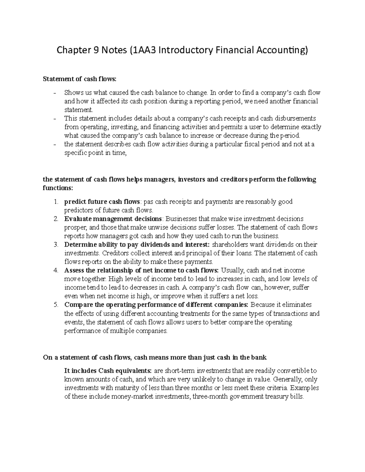 Chapter 9 Notes (1AA3 Introductory Financial Accounting) - Chapter 9 ...