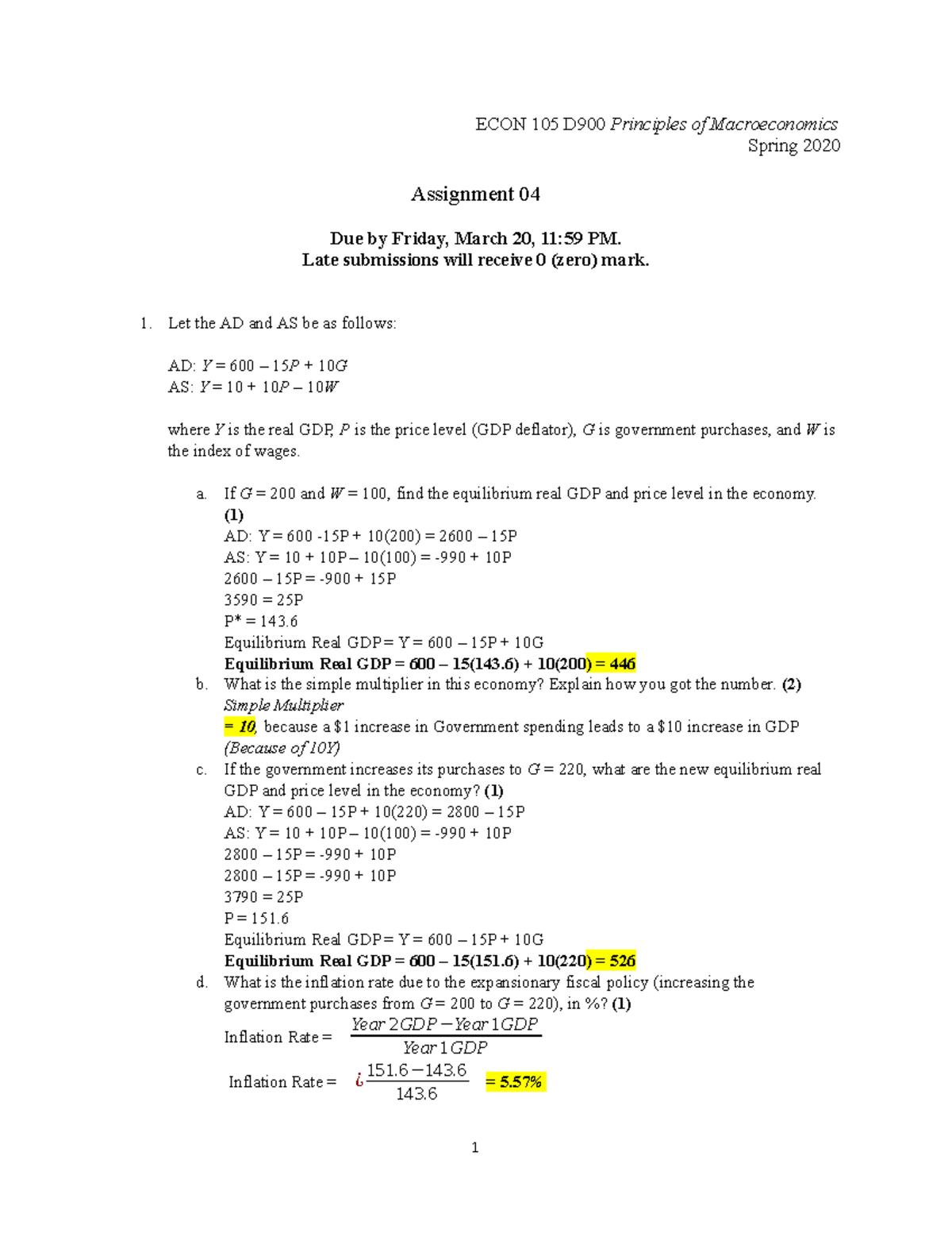 Assmt 04 - exam practice material - ECON 105 D900 Principles of ...