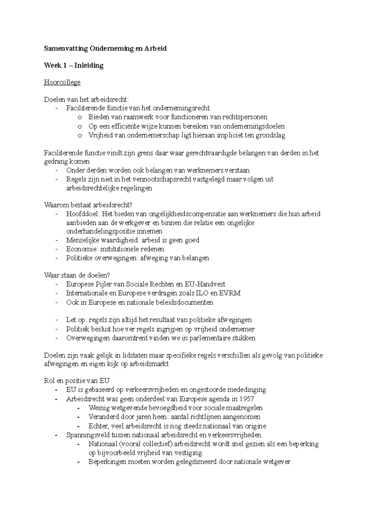 Samenvatting O&A Week 1 - Inleiding - Samenvatting Onderneming En ...