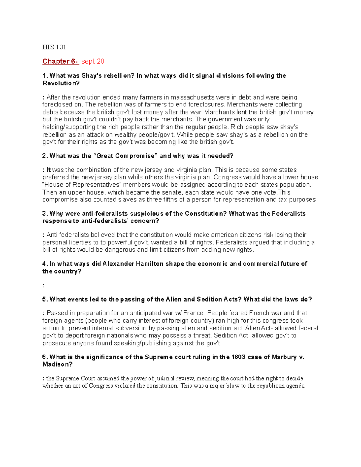 HIS 101 Chapter 6 questions - HIS 101 Chapter 6- sept 20 1. What was ...