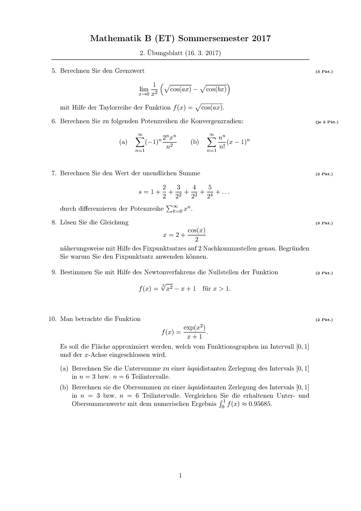 Mathe B - UEB 2 - SS 2017 - Mathematik B (ET) Sommersemester 2017 ...