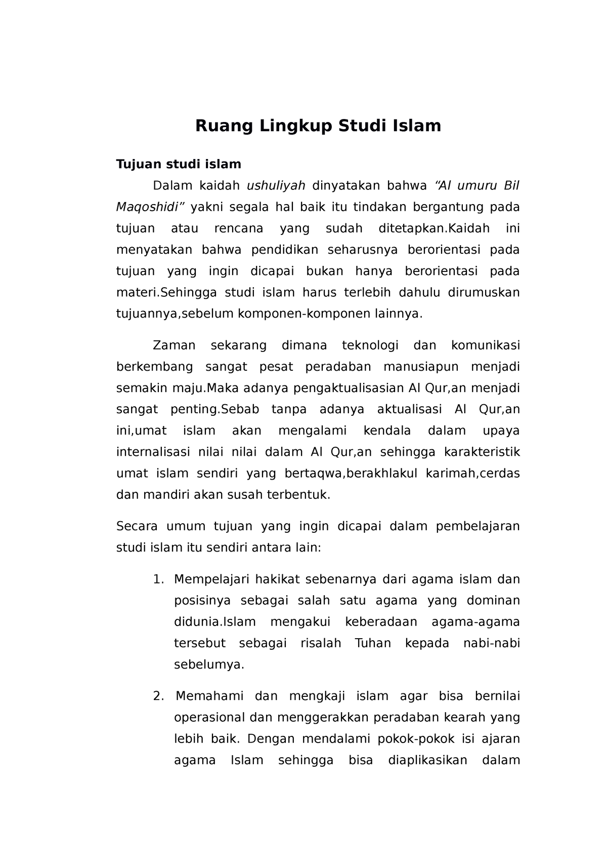 Pengertian Dan Ruang Lingkup Studi Islam 2 - Ruang Lingkup Studi Islam ...