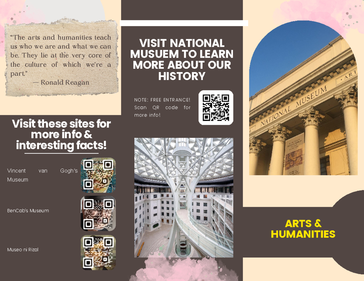 Trifold Brochure - Arts - NOTE: FREE ENTRANCE! Scan QR code for more