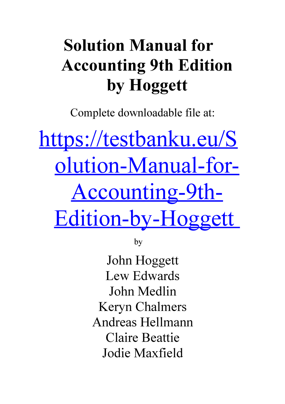 Chapter 1 - Solution Manual For Accounting 9th Edition By Hoggett ...