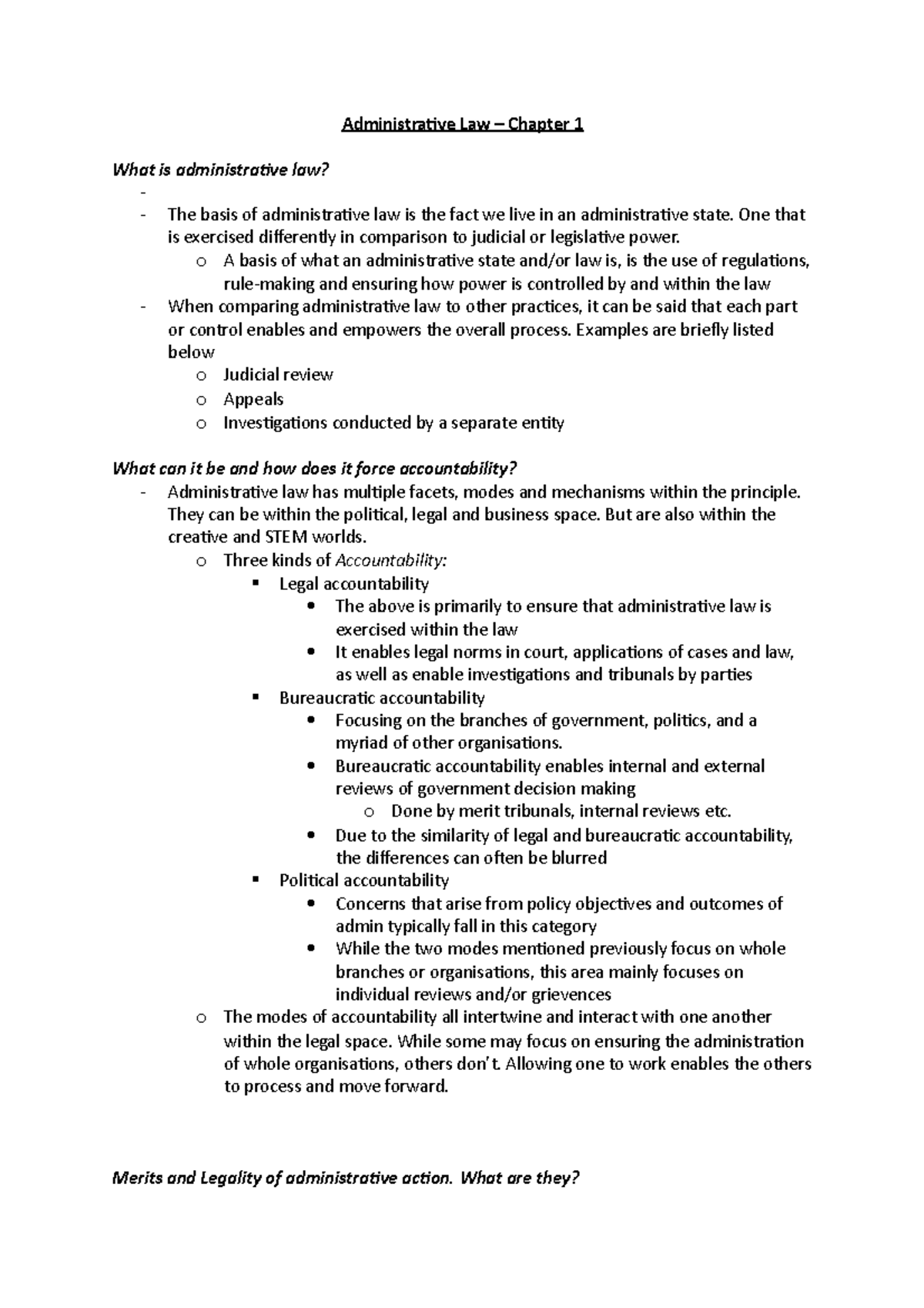 Assignment 1 - chapter 1.1 summary - Administrative Law – Chapter 1 ...