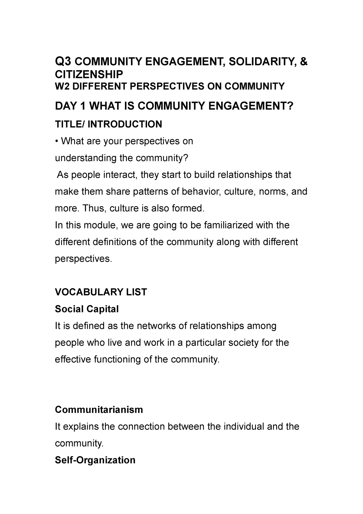 community engagement solidarity and citizenship essay questions