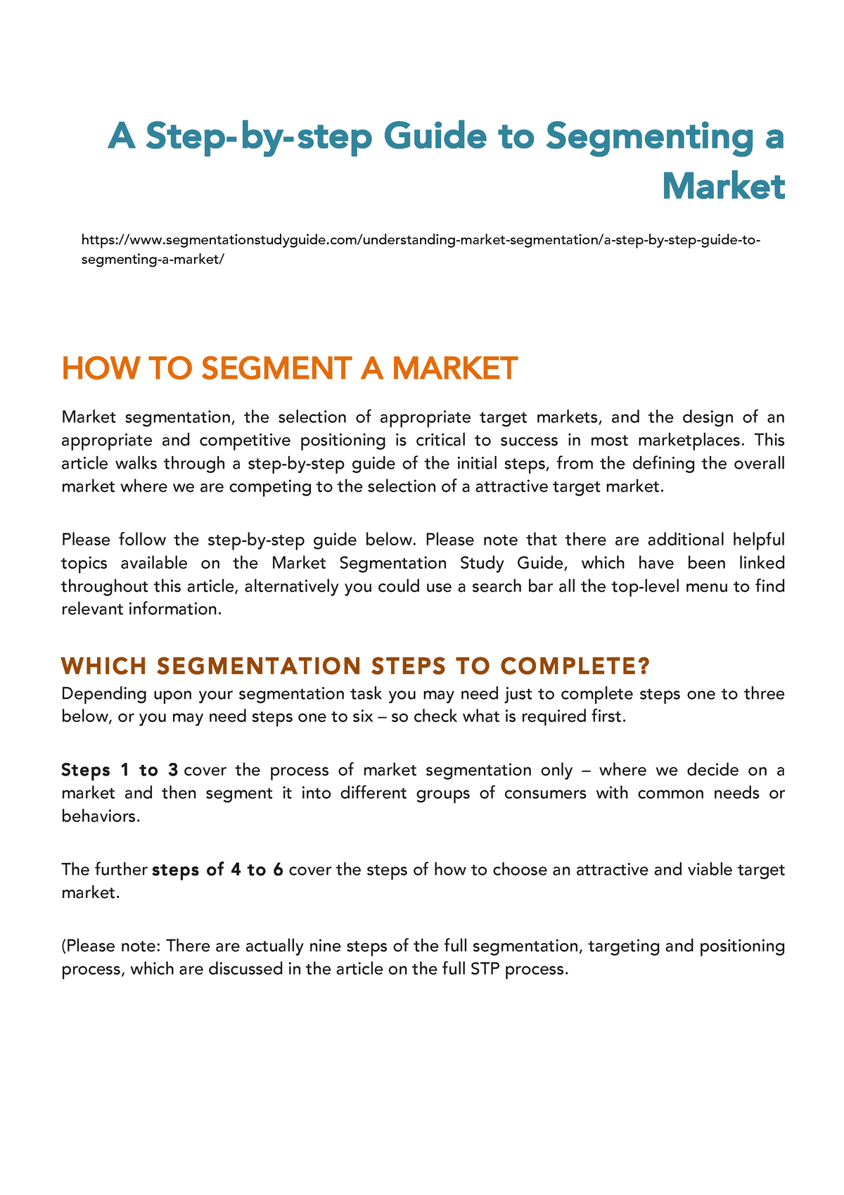 market segmentation assignment