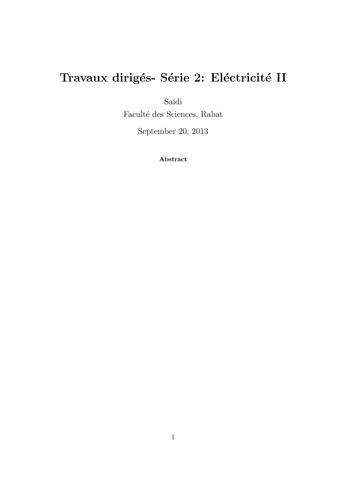 TD 2 Algebre Alg - Travaux Dirig ́es- S ́erie 2: El ́ectricit ́e II ...