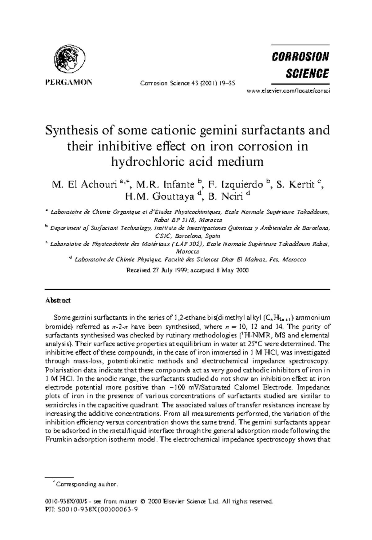 Gemini 1 - Synthesis of some cationic gemini surfactants and their ...