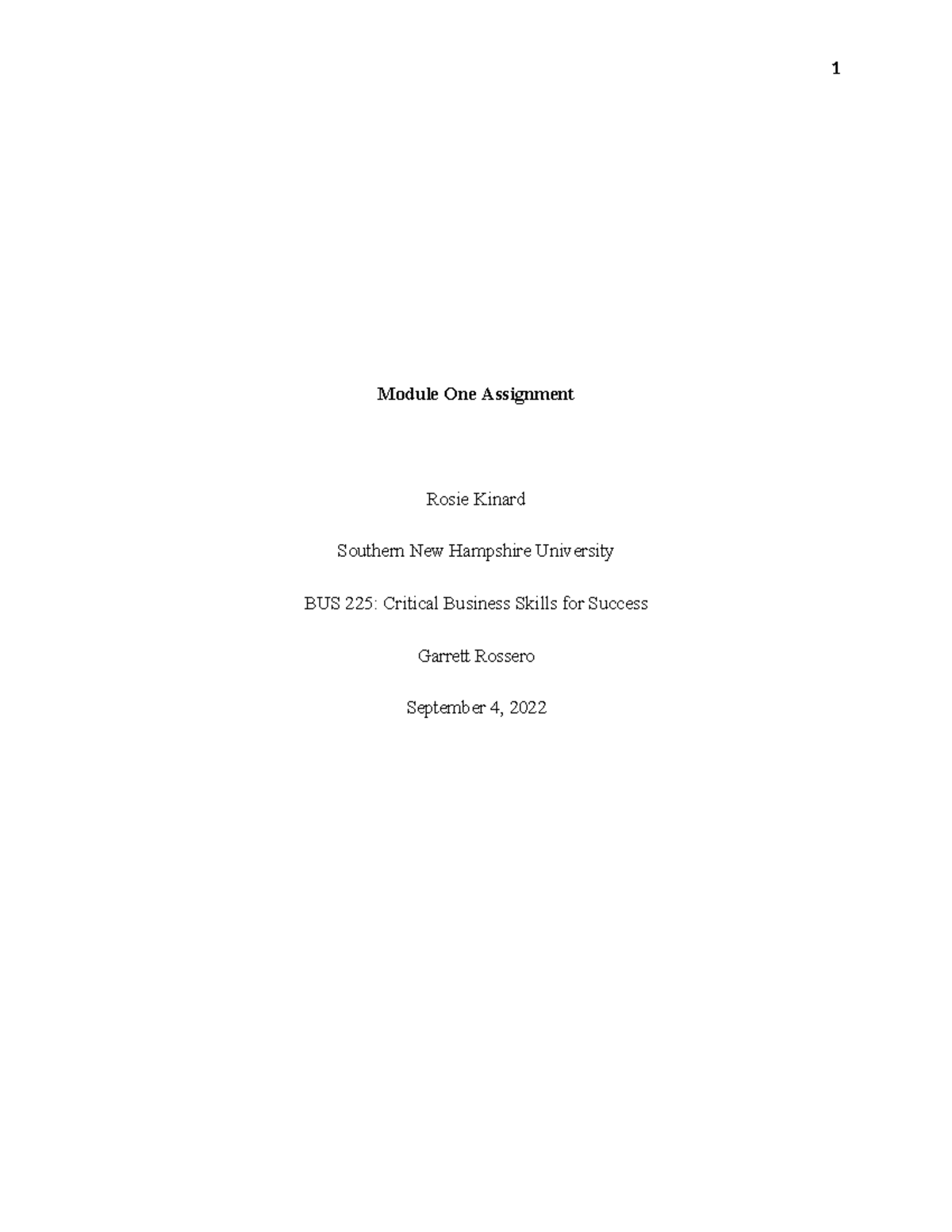 BUS225 Module One Assignment - Module One Assignment Rosie Kinard ...