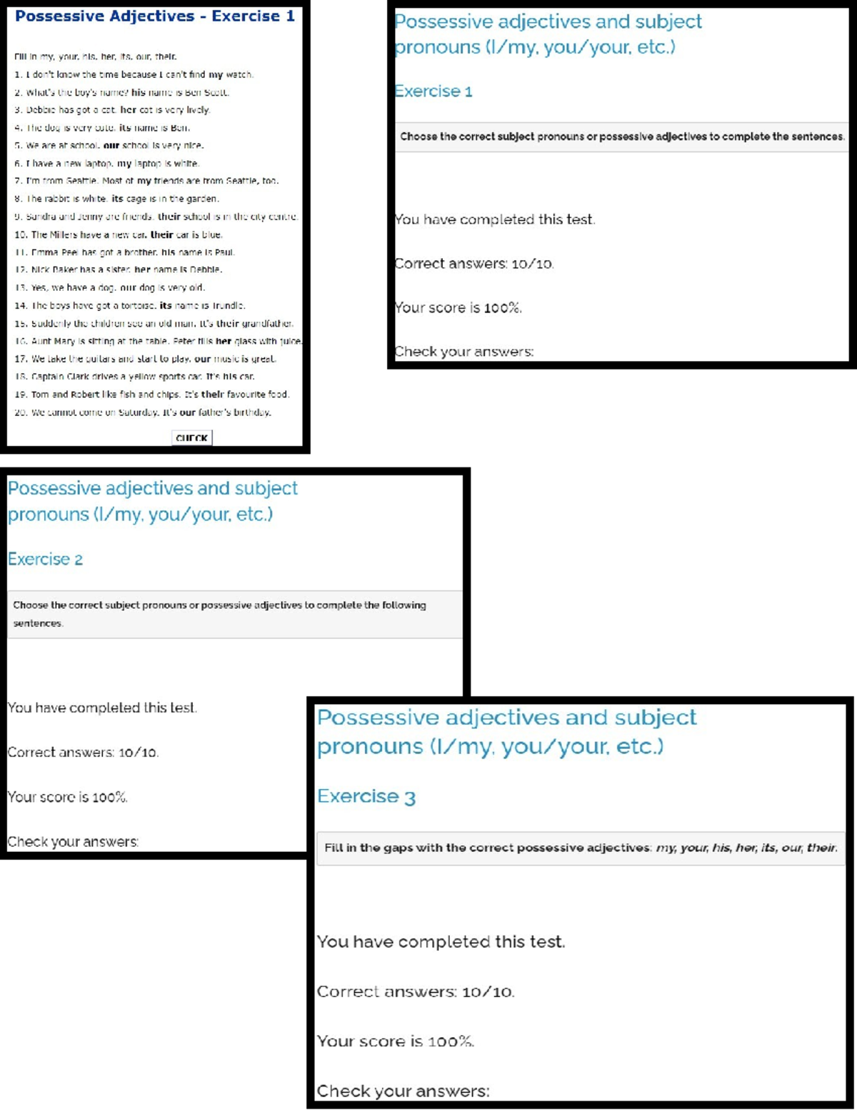 Ingles answers - Possessive Adjectives Exercise 1 Possessive adjectives ...