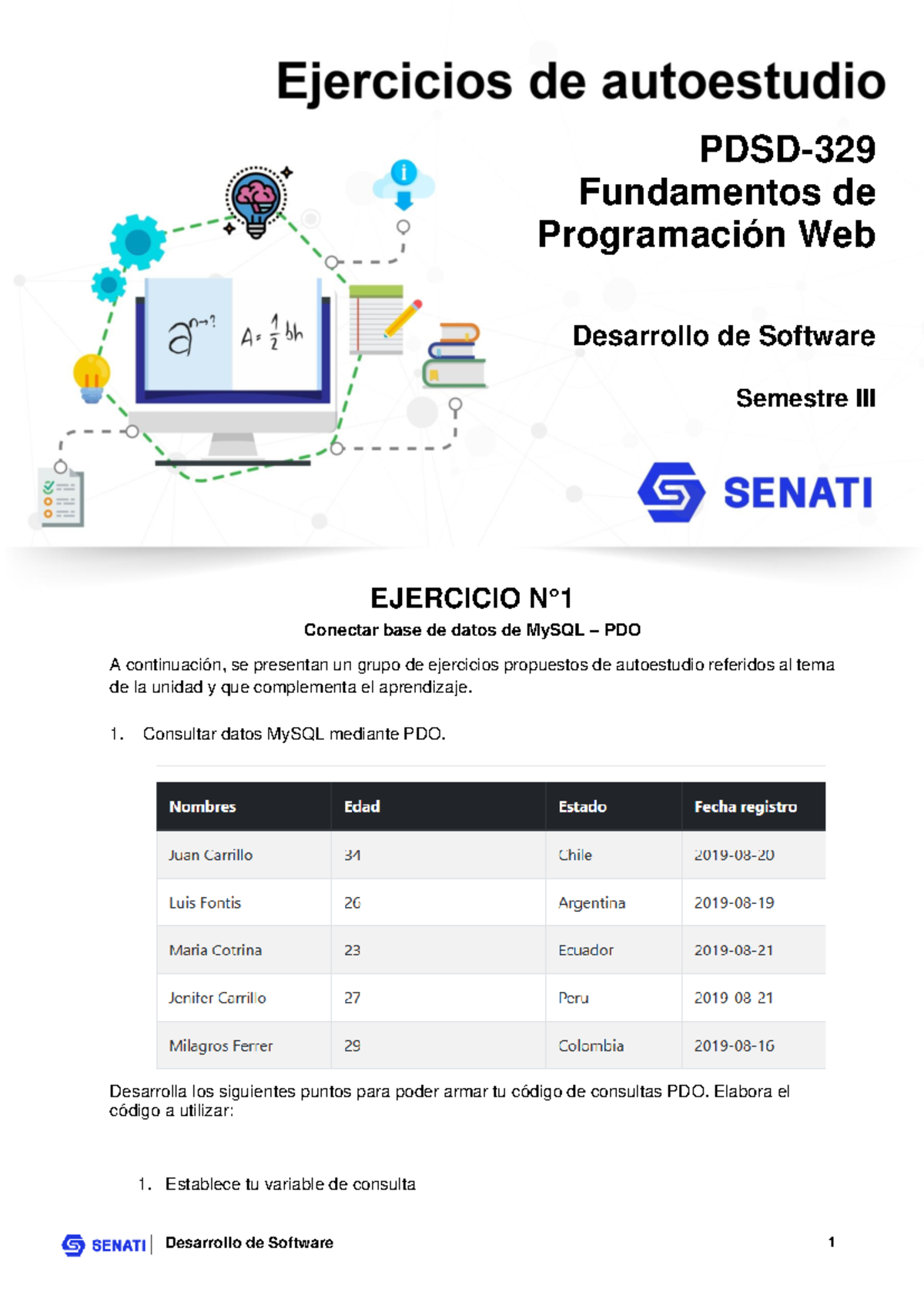 PDSD-329 Ejercicio T001 - · Matemática Aplicada · Desarrollo de ...