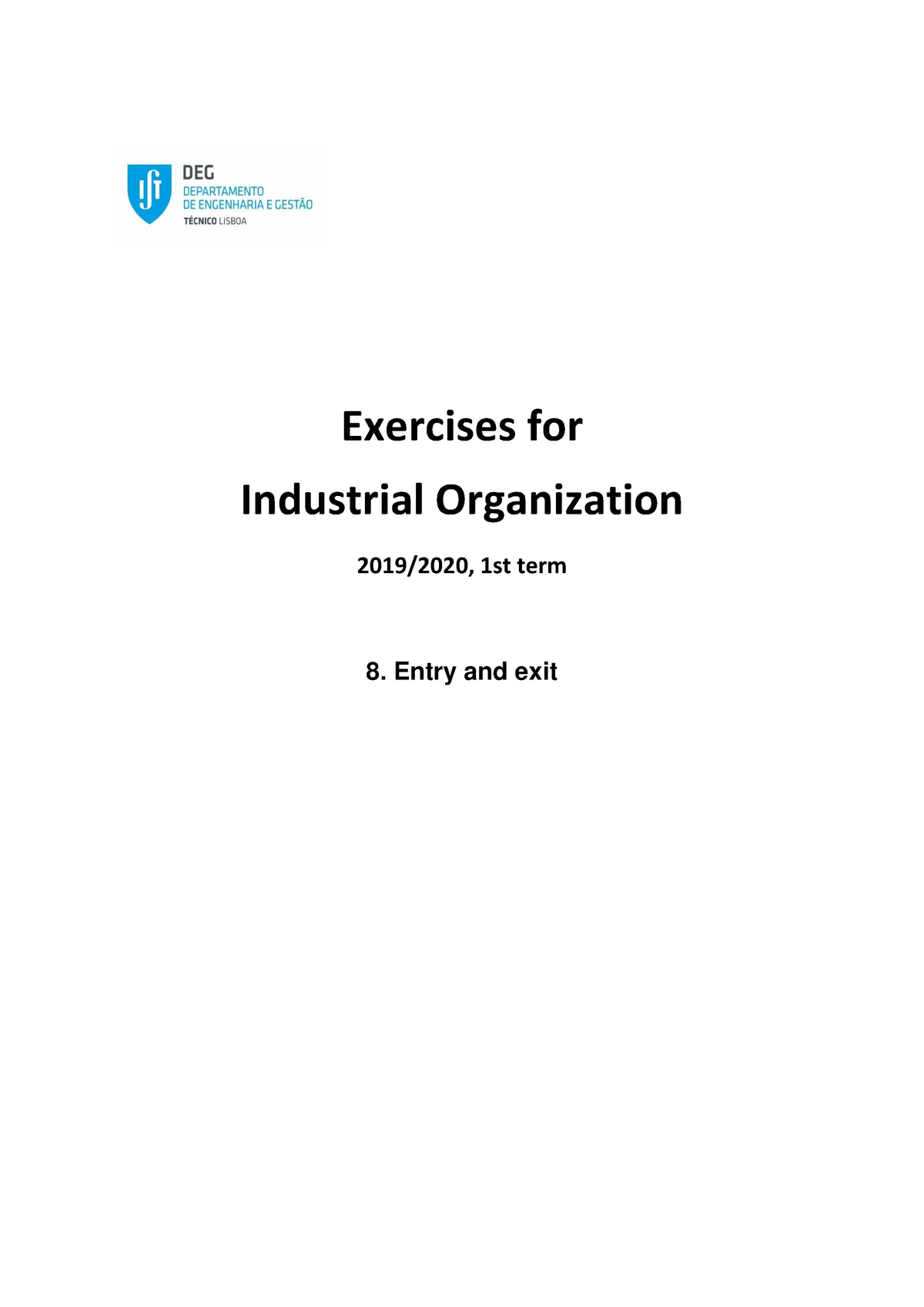 Exercises Chapter 8 With Solutions - Exercises For Industrial ...