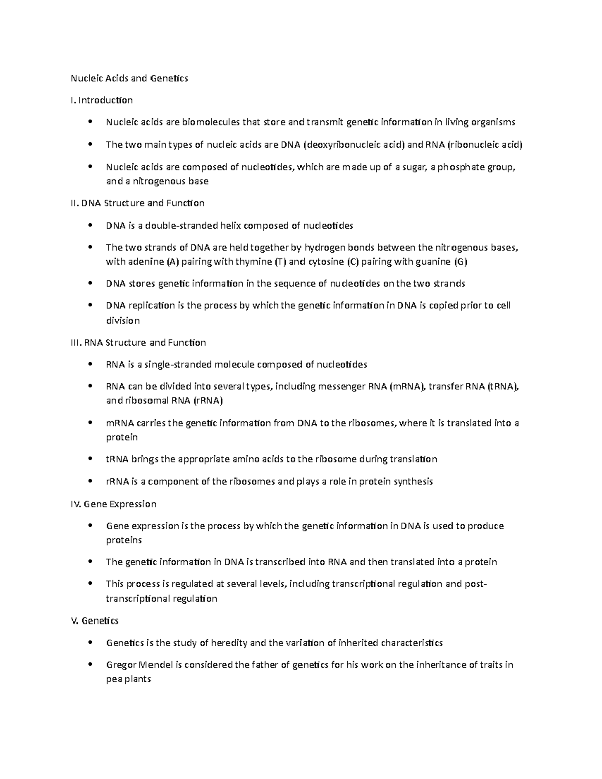 Nucleic Acids and Genetics - Introduction Nucleic acids are ...