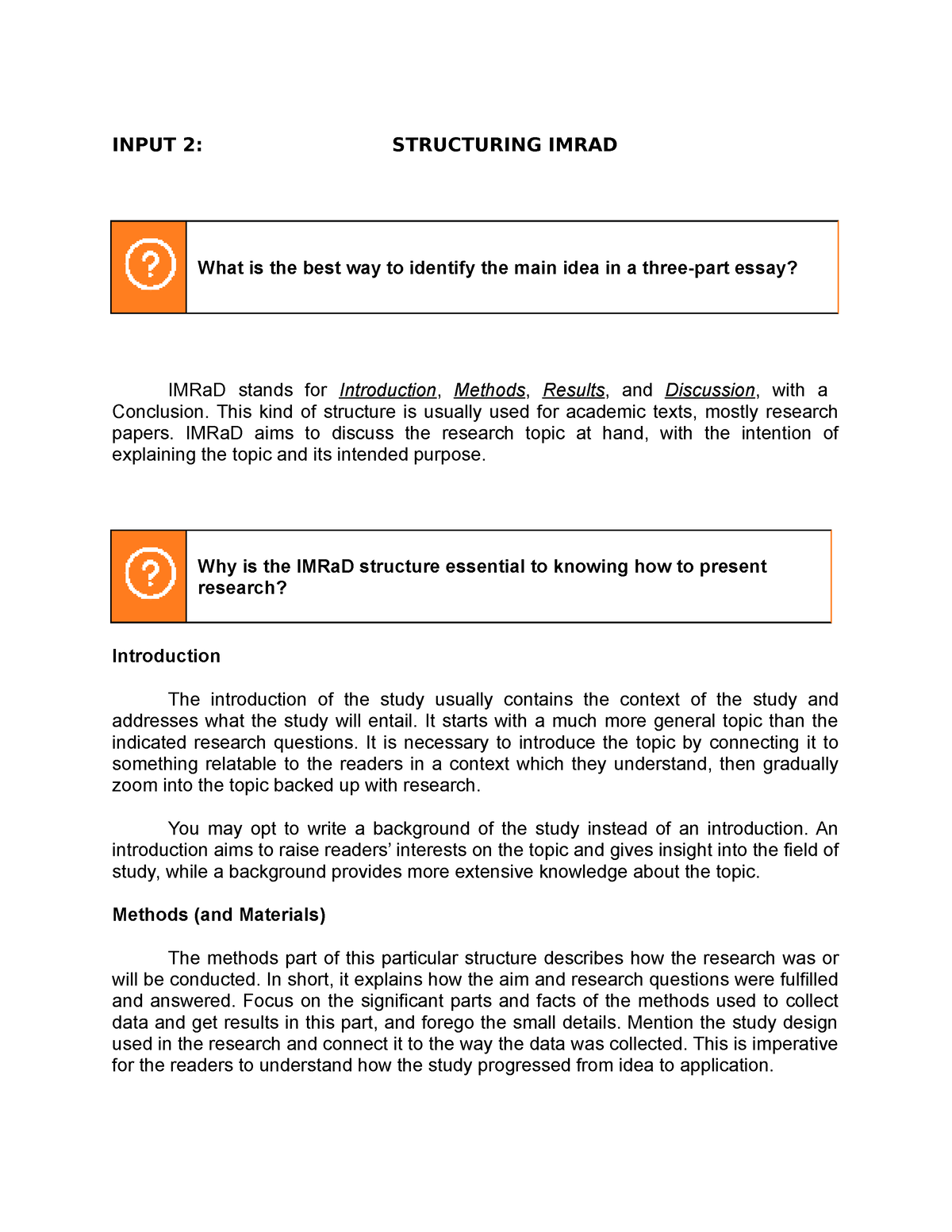 Structuring- Imrad - Lessons For Academic Writing And Professional ...