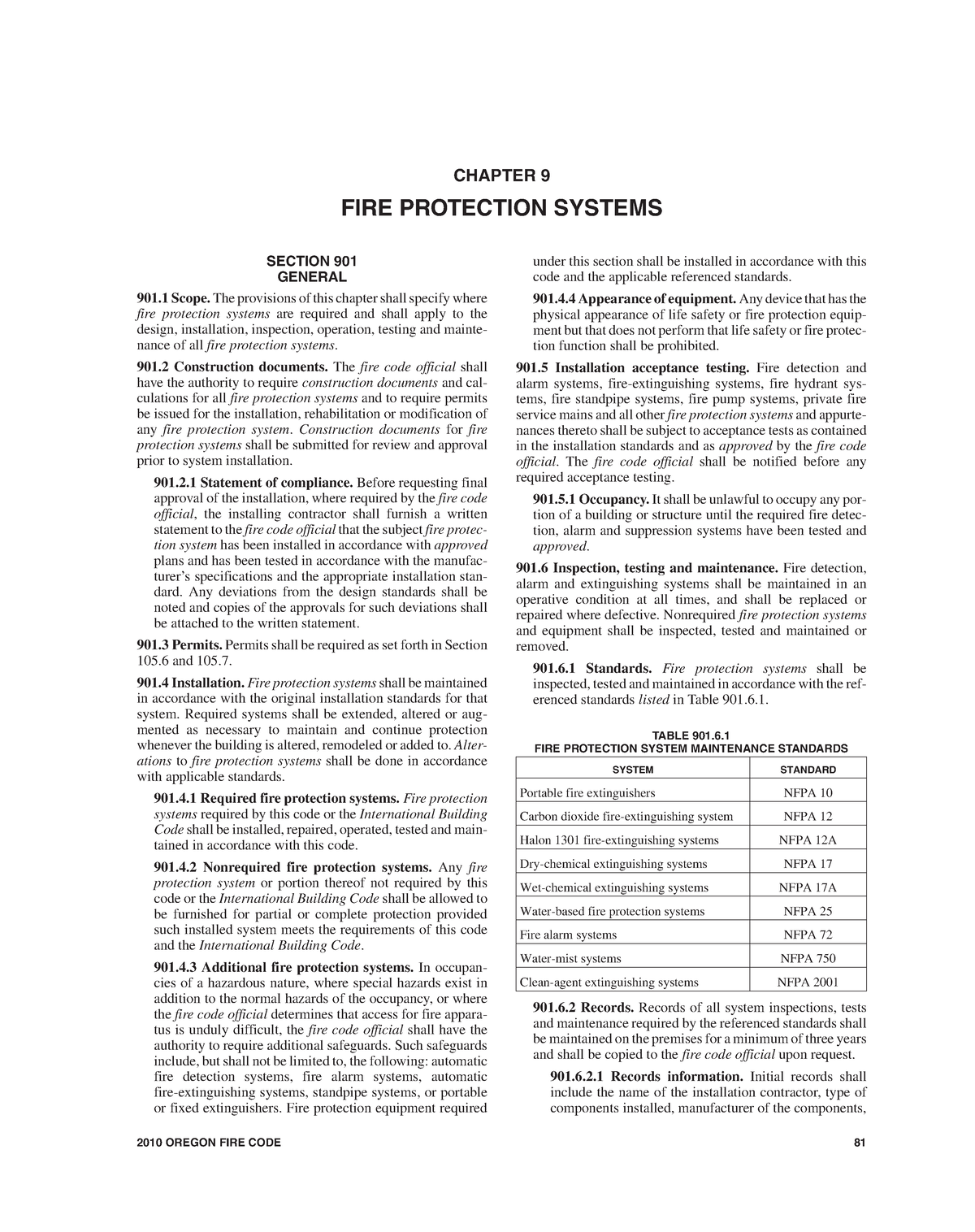 FIRE Protection Systems - CHAPTER 9 FIRE PROTECTION SYSTEMS SECTION 901 ...