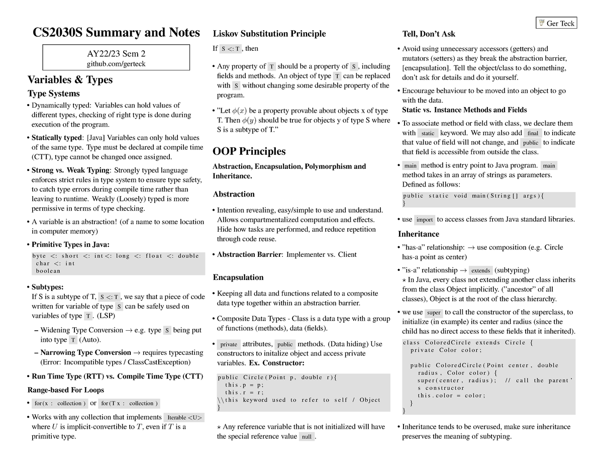 CS2030 S Midterms Summary - CS2030S Summary And Notes AY22/23 Sem 2 ...