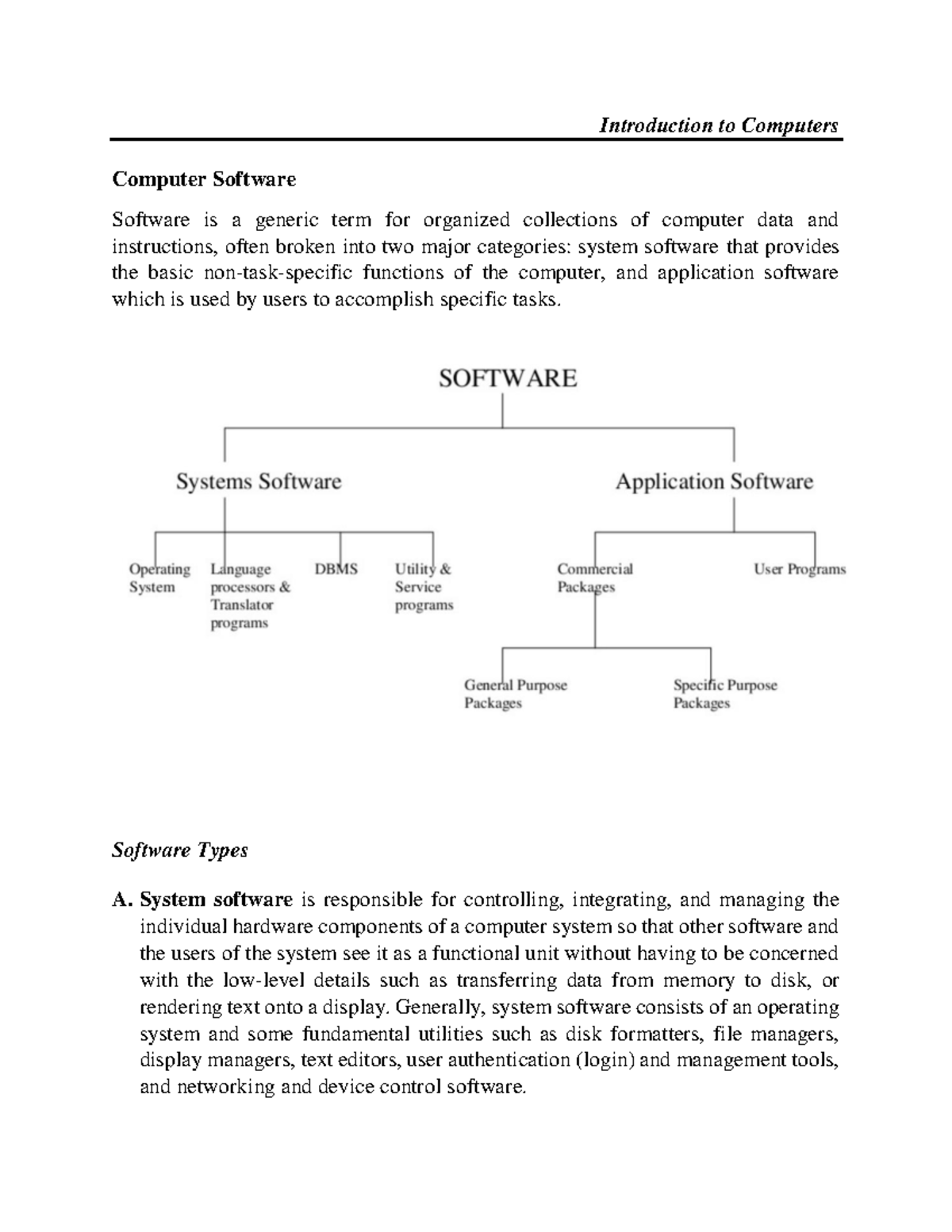 Computer Software - Introduction to Computers Computer Software ...