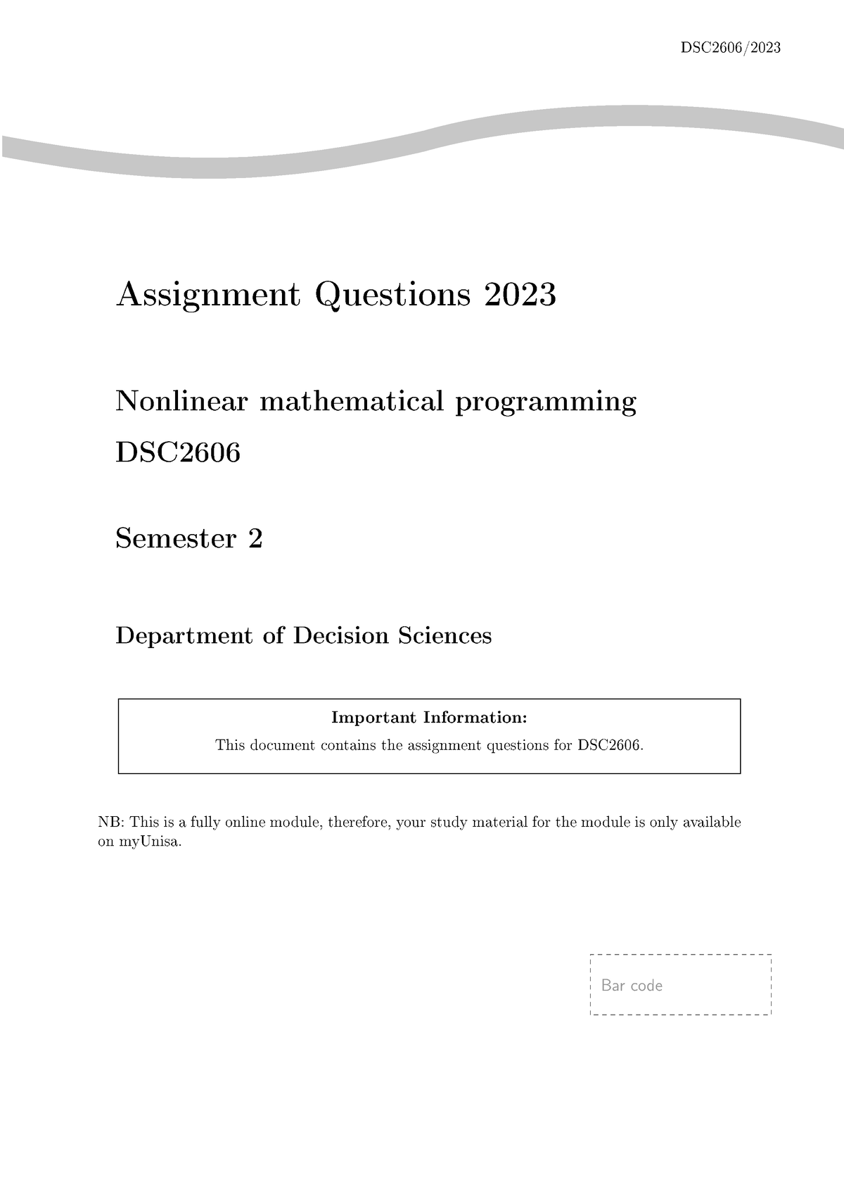 assignment questions 2023