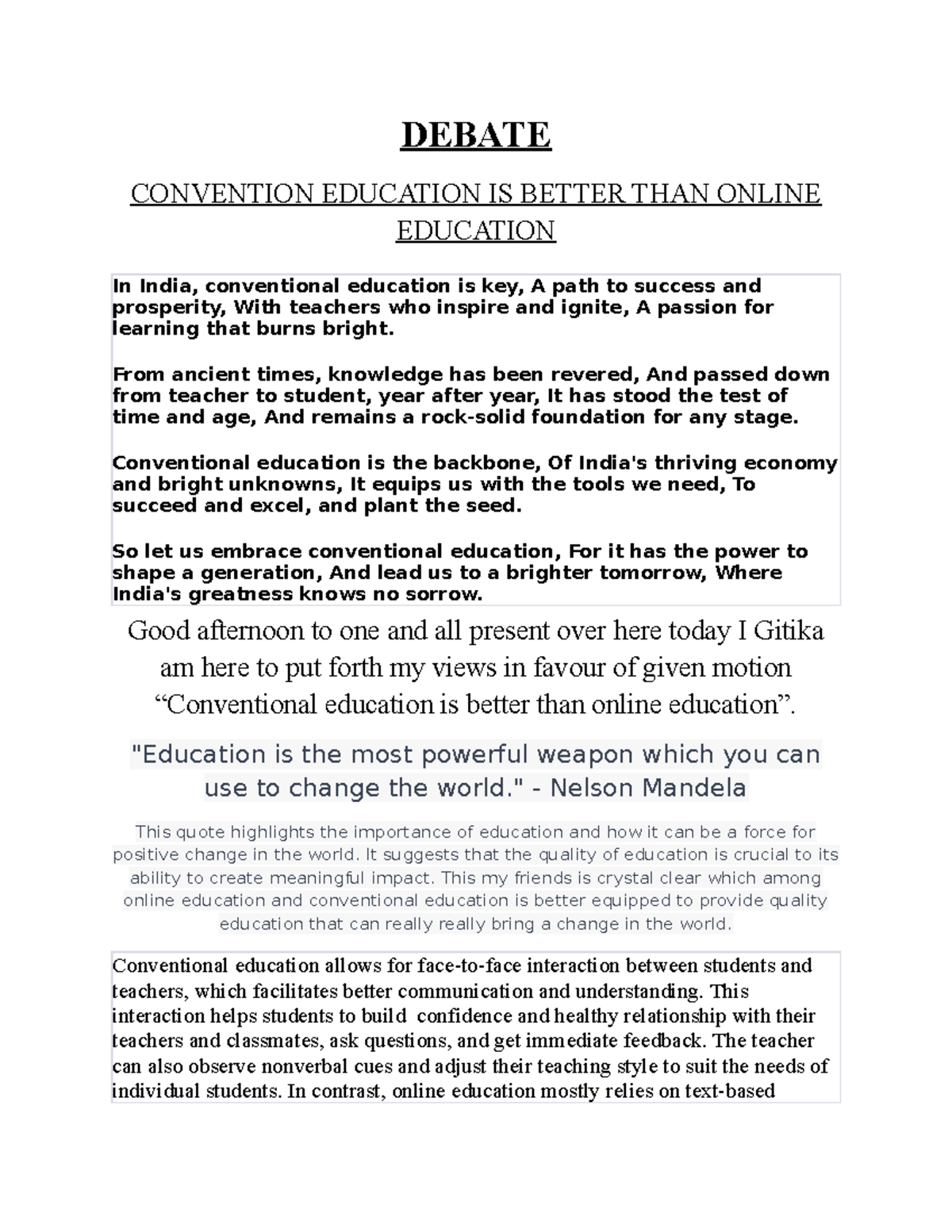 Debate - FULLY DESCRIBED STUDY MATERIAL - DEBATE CONVENTION EDUCATION ...