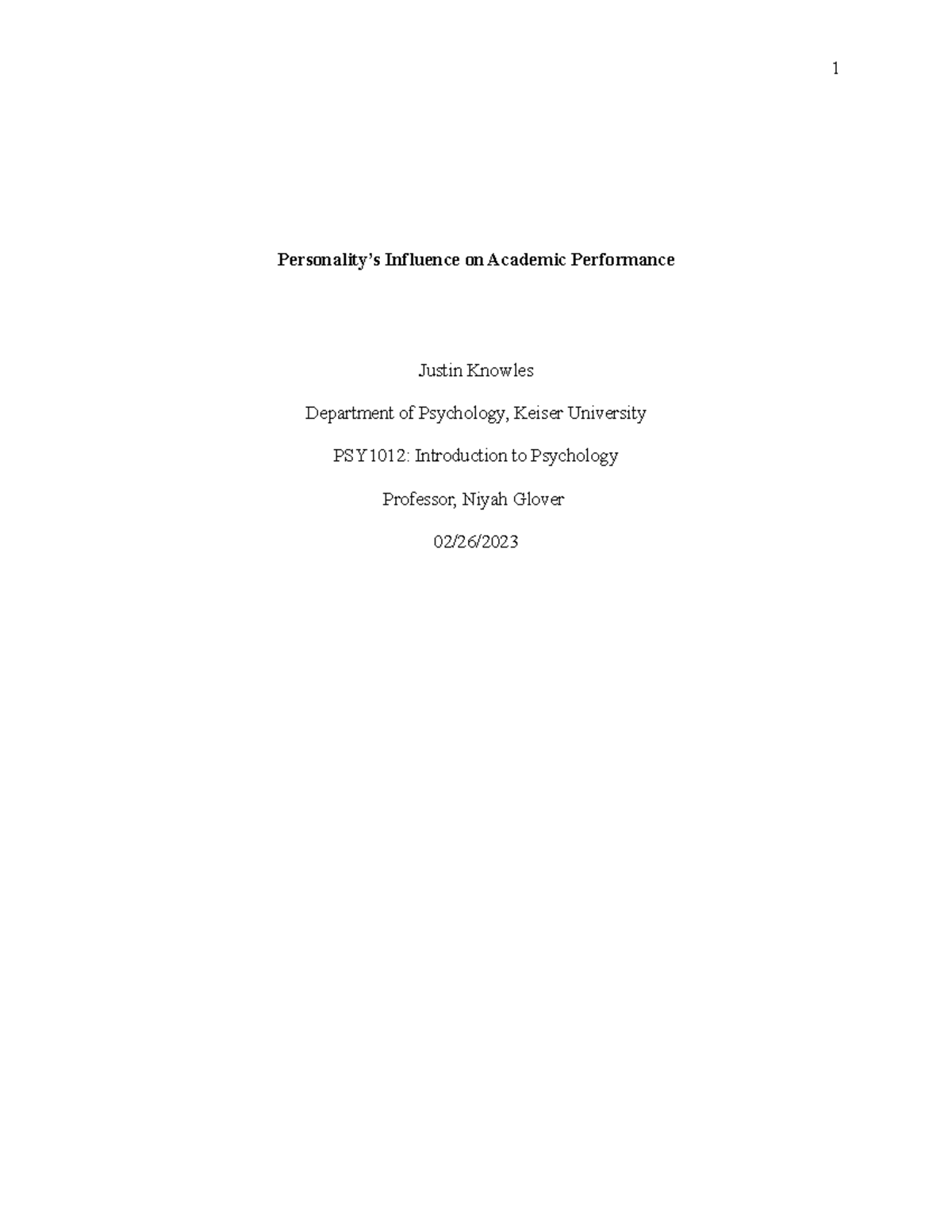 Presonality traits influence on academic perfrmance - Personality’s ...