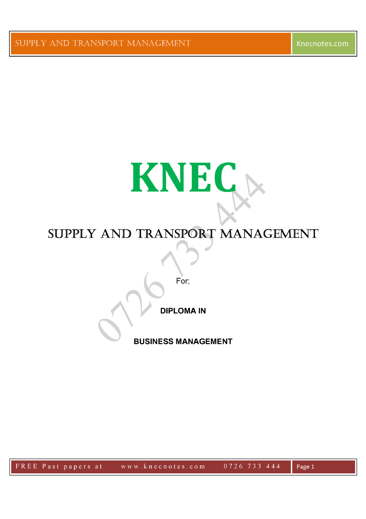 KNECSupplyandTransportManagementnotes compressed9bpuze Food and