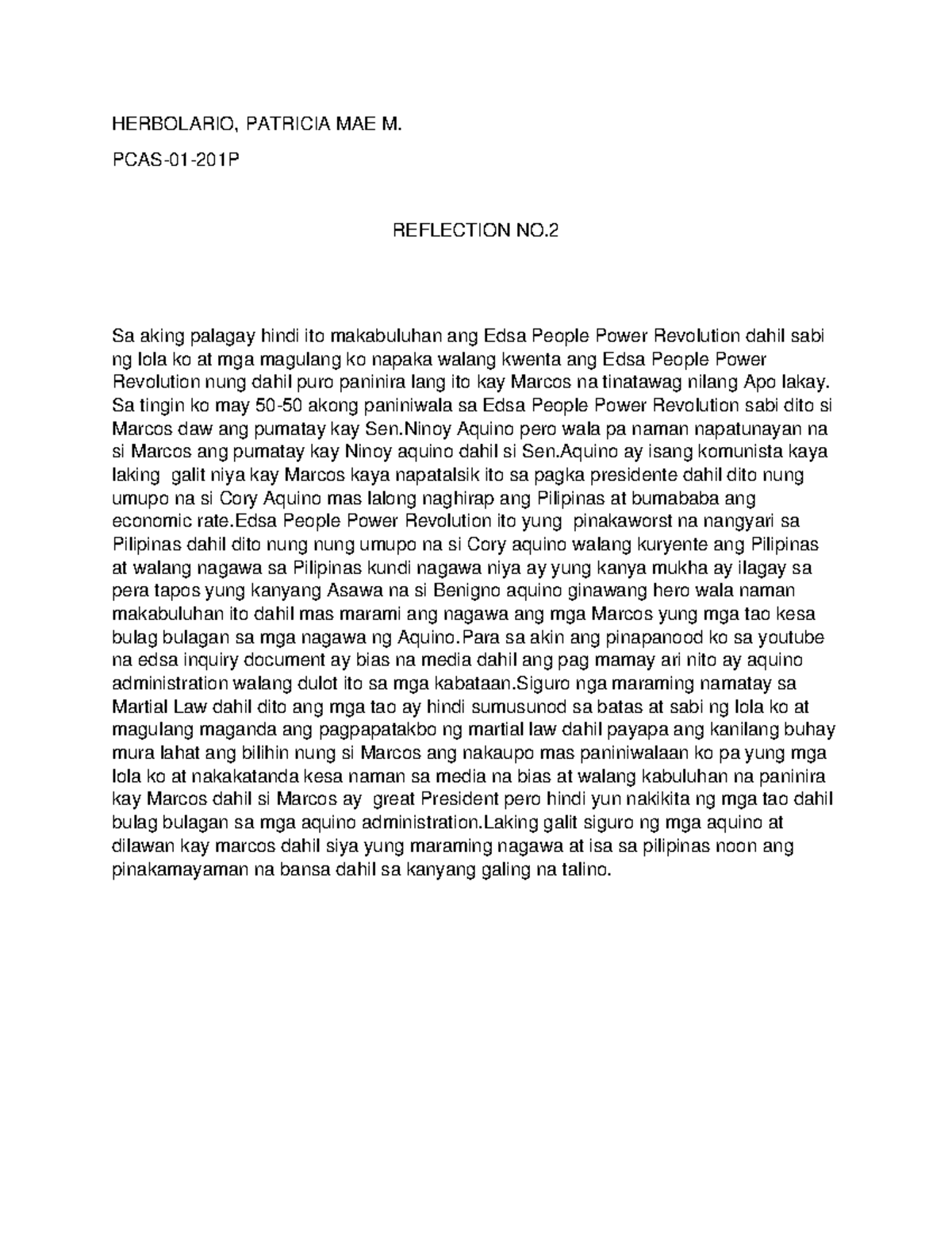 politics reflection essay