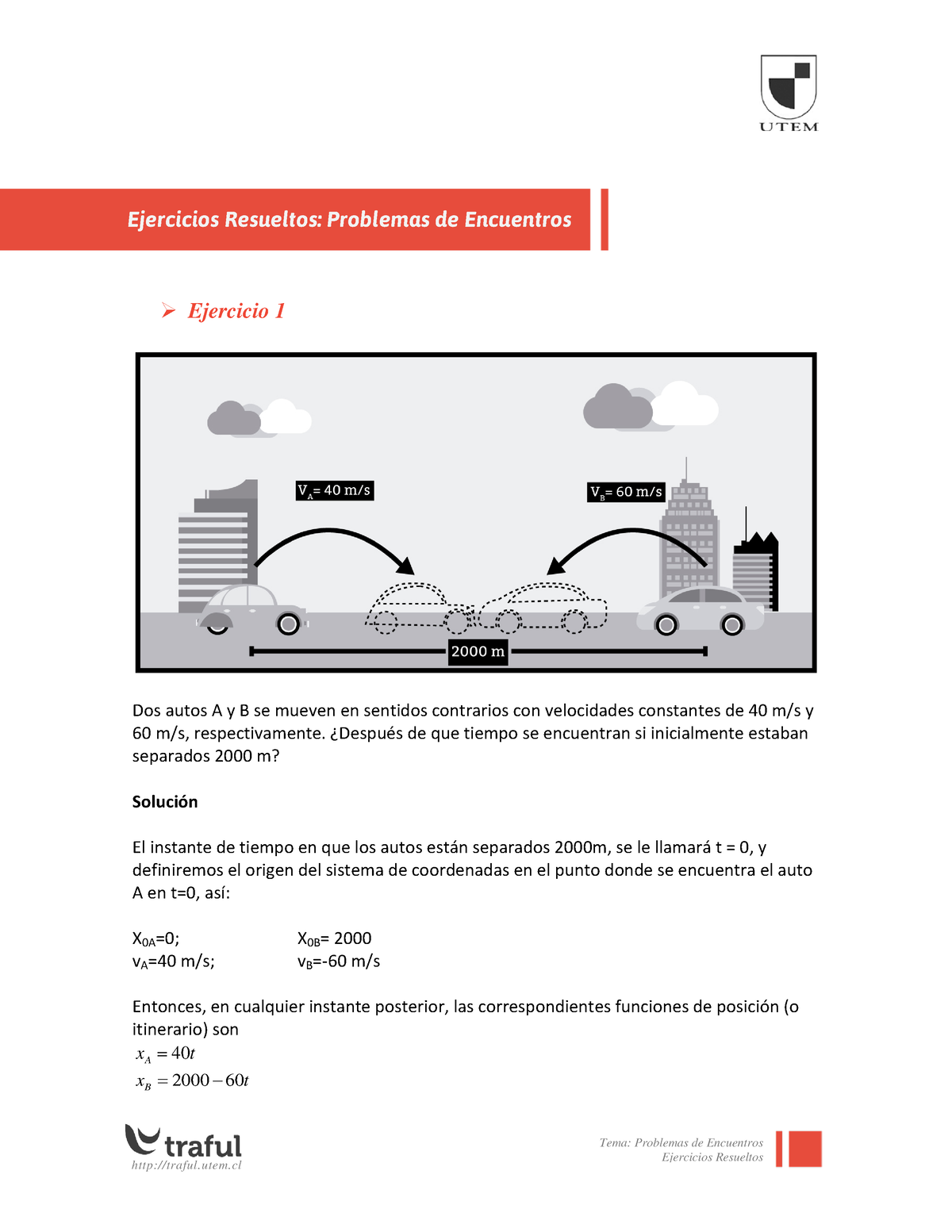 Ejercicios Resuelto - Clase - Tema: Problemas De Encuentros Ejercicio 1 ...