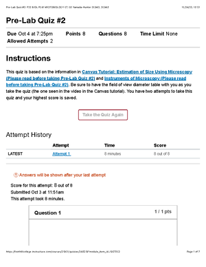 Pre-Lab Quiz #5 - Pre-Lab Quiz Due Oct 13 at 7:25pm Points 8 Questions ...