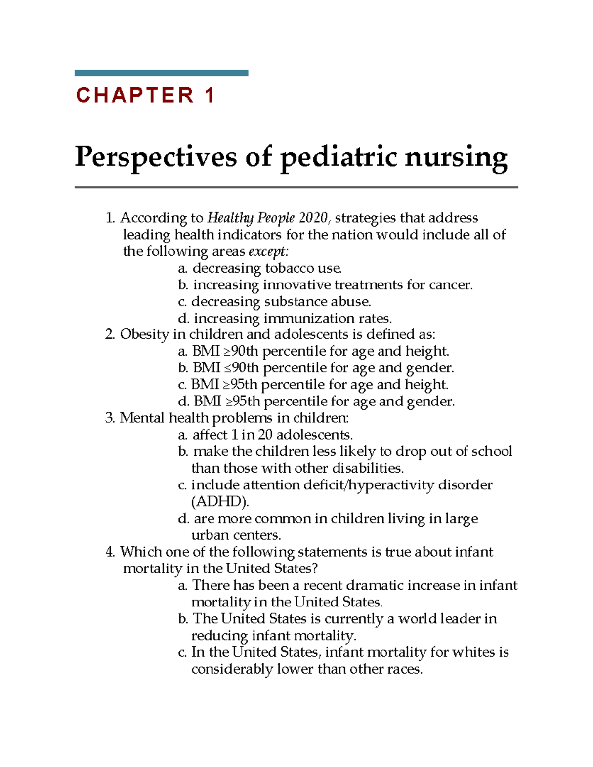 Pediatric Chapter 1 Complete Study Guide - CHAPTER 1 Pe Rspectives Of ...