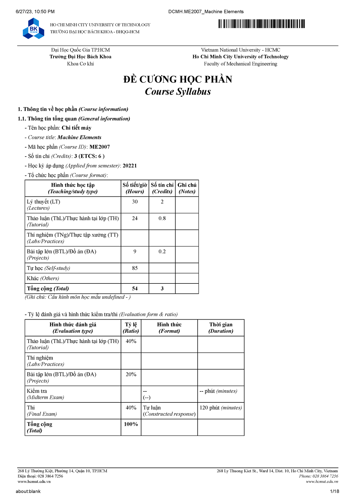 DCMH.ME2007 Machine Elements 27 - Đại Học Quốc Gia TP Vietnam National ...