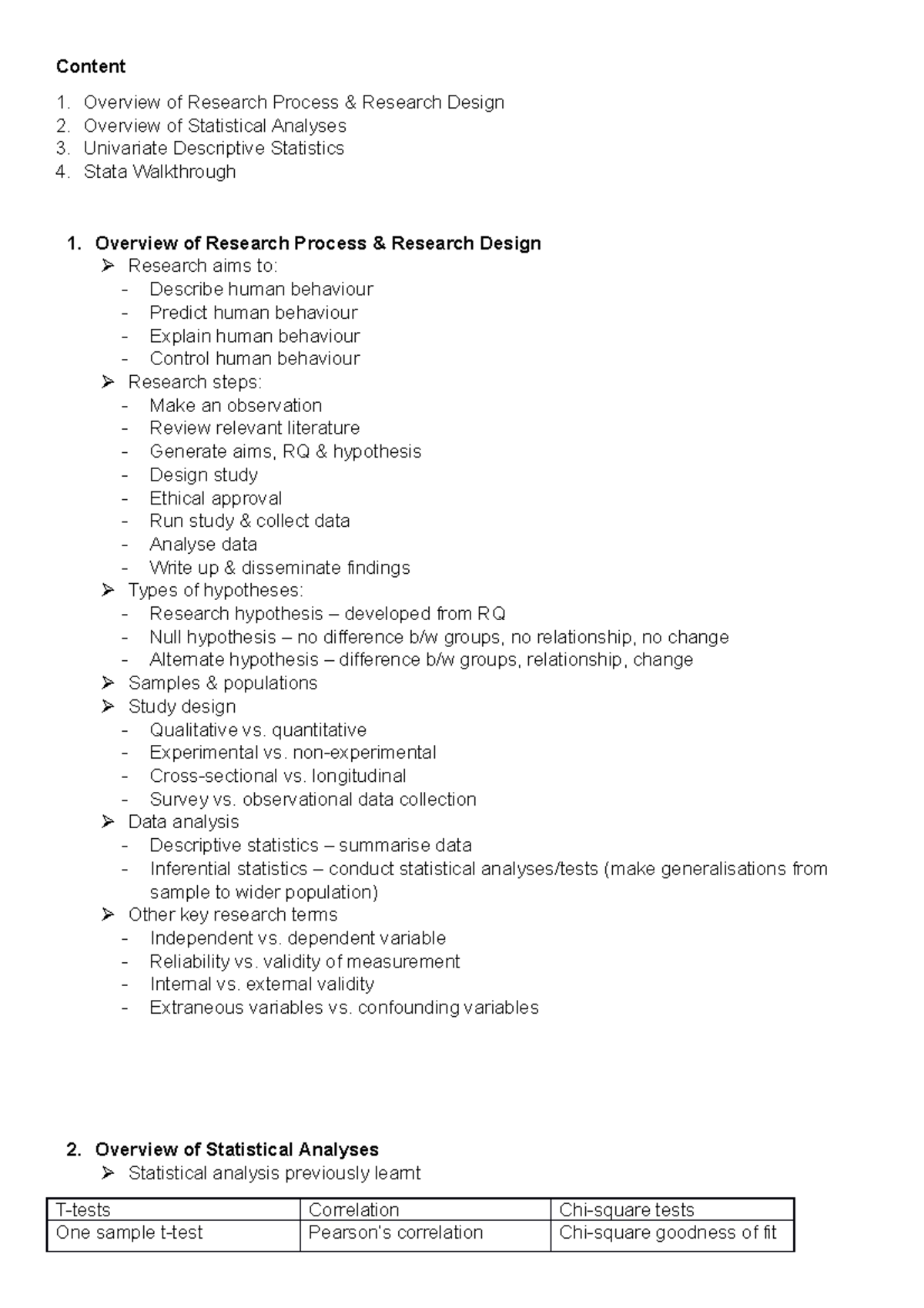 WEEK 1 PSYU2248 Design and Statistics II - Content Overview of Research ...