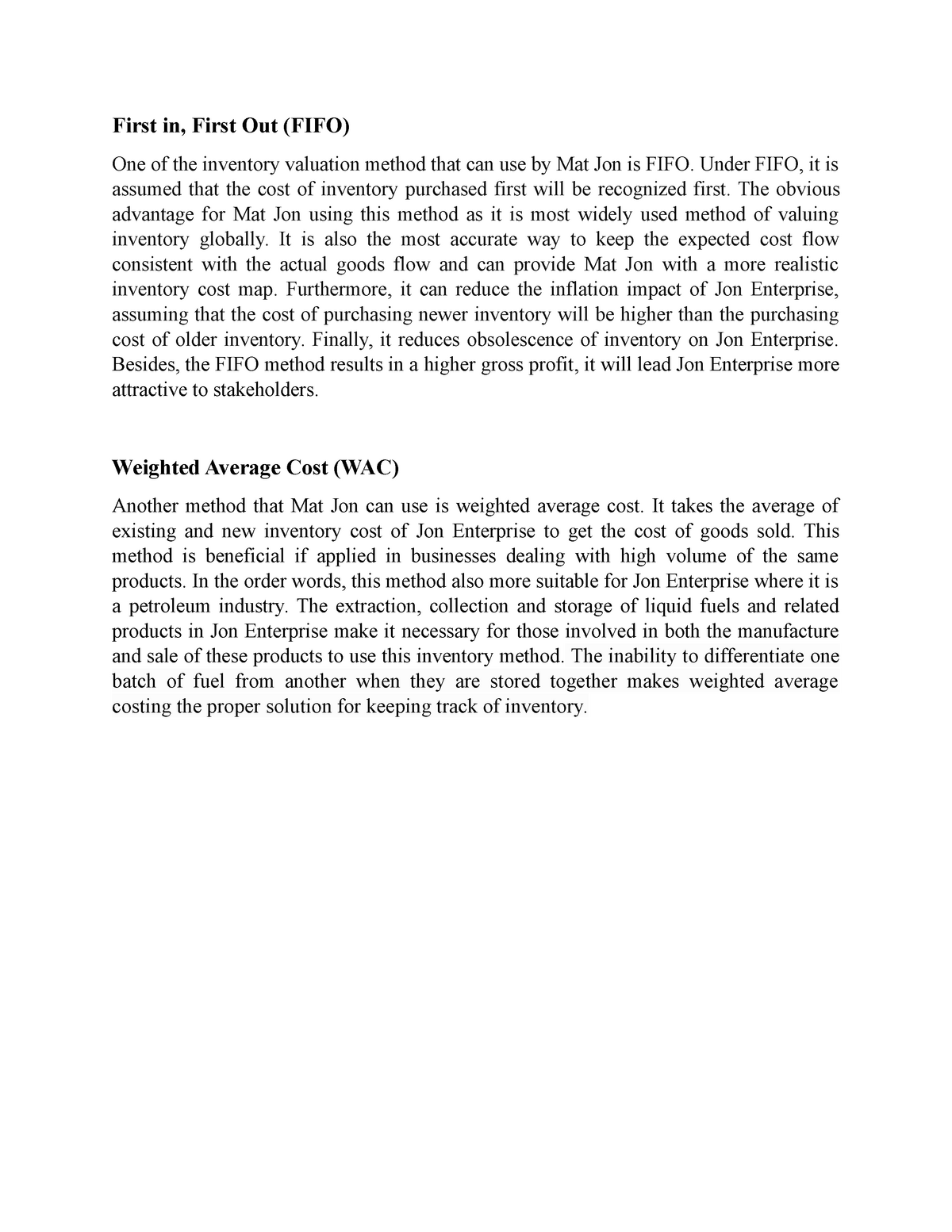 First In First Out And Weighted Average Cost First In First Out 